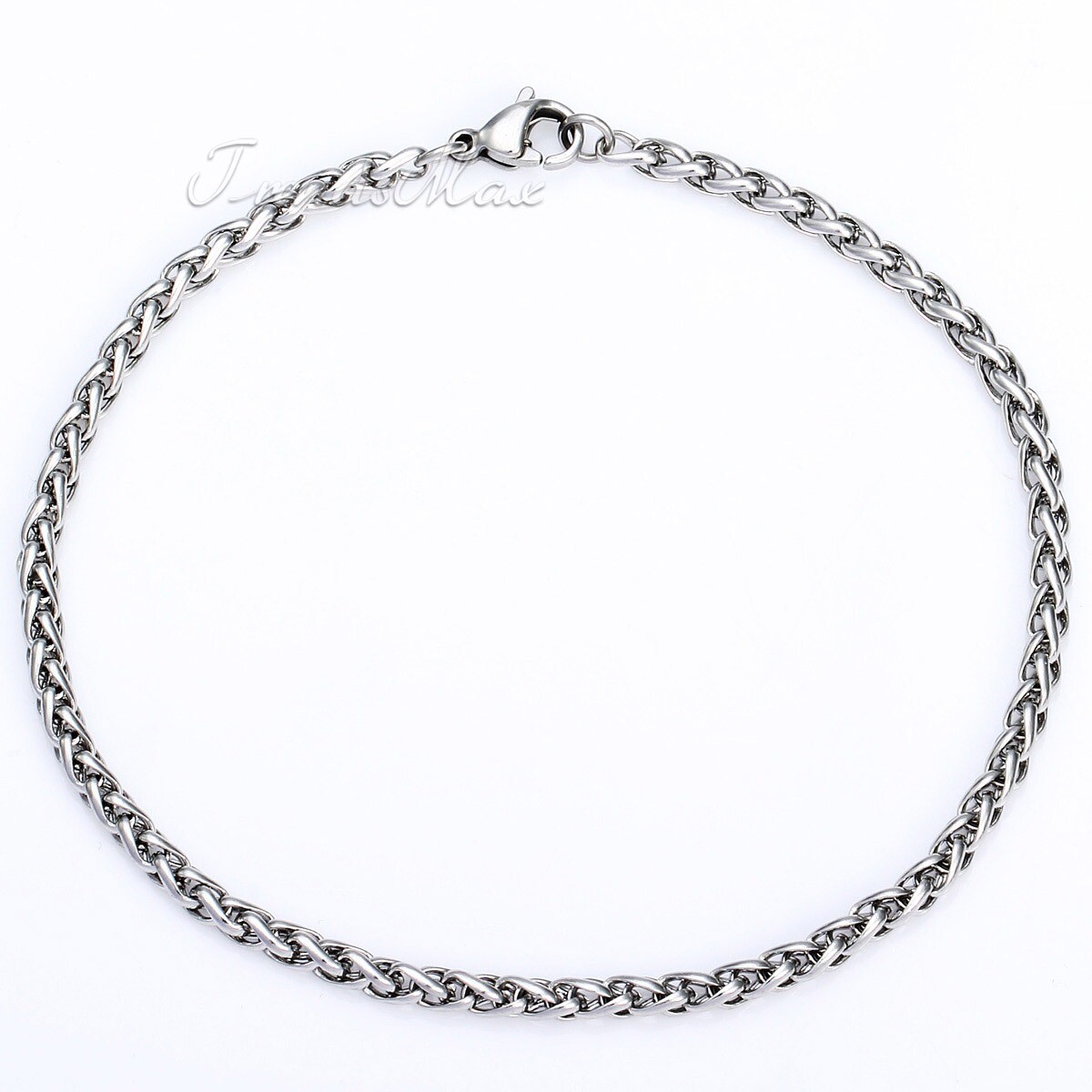 3/3.5/4/6/8/10MM Stainless Steel Braided Wheat Chain Bracelet Jewelry 7/8/9/10″