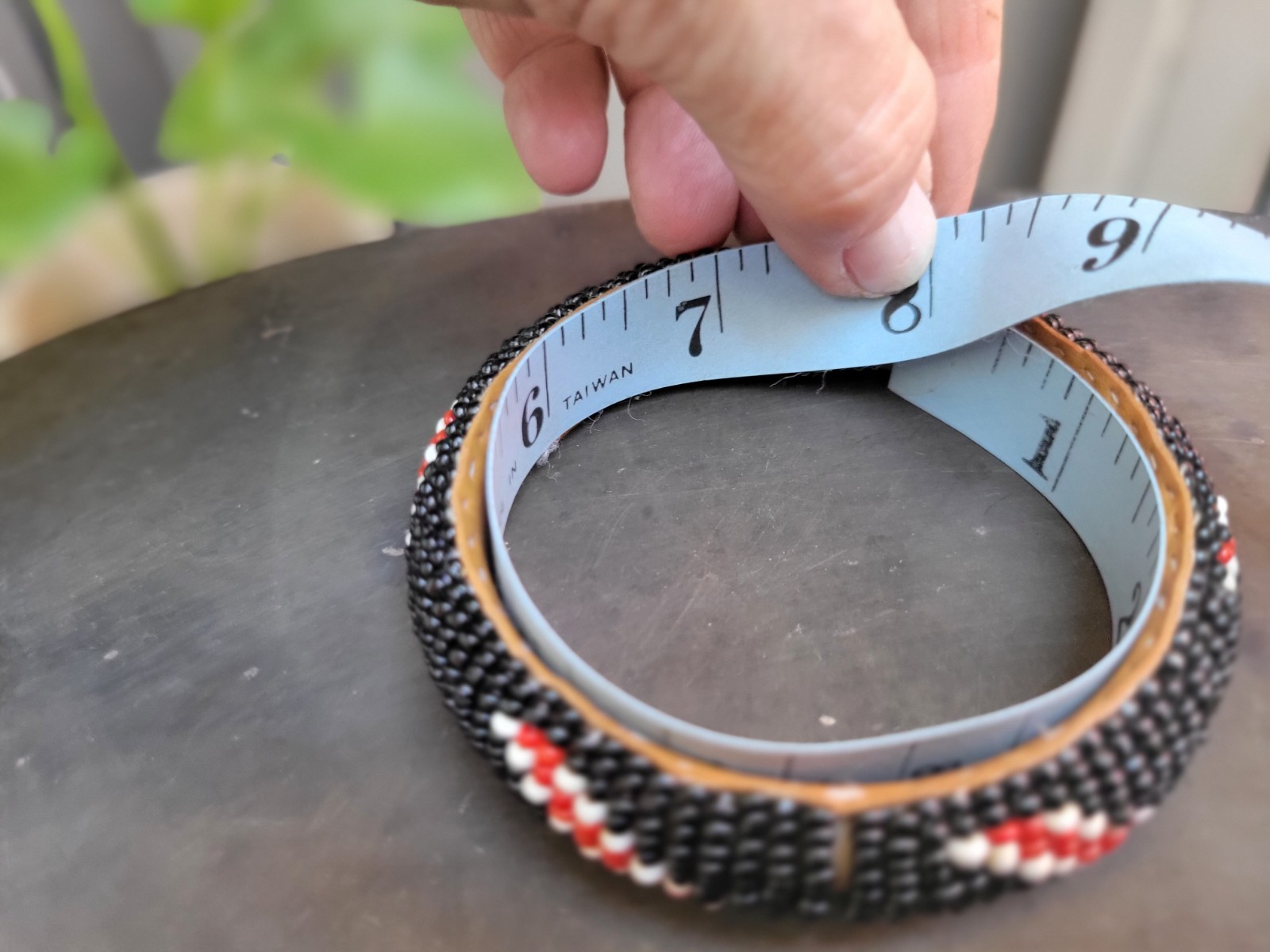 Vintage Lot of 2 African Woven Seed Bead & Leather Bangles African Colors 7″& 8″