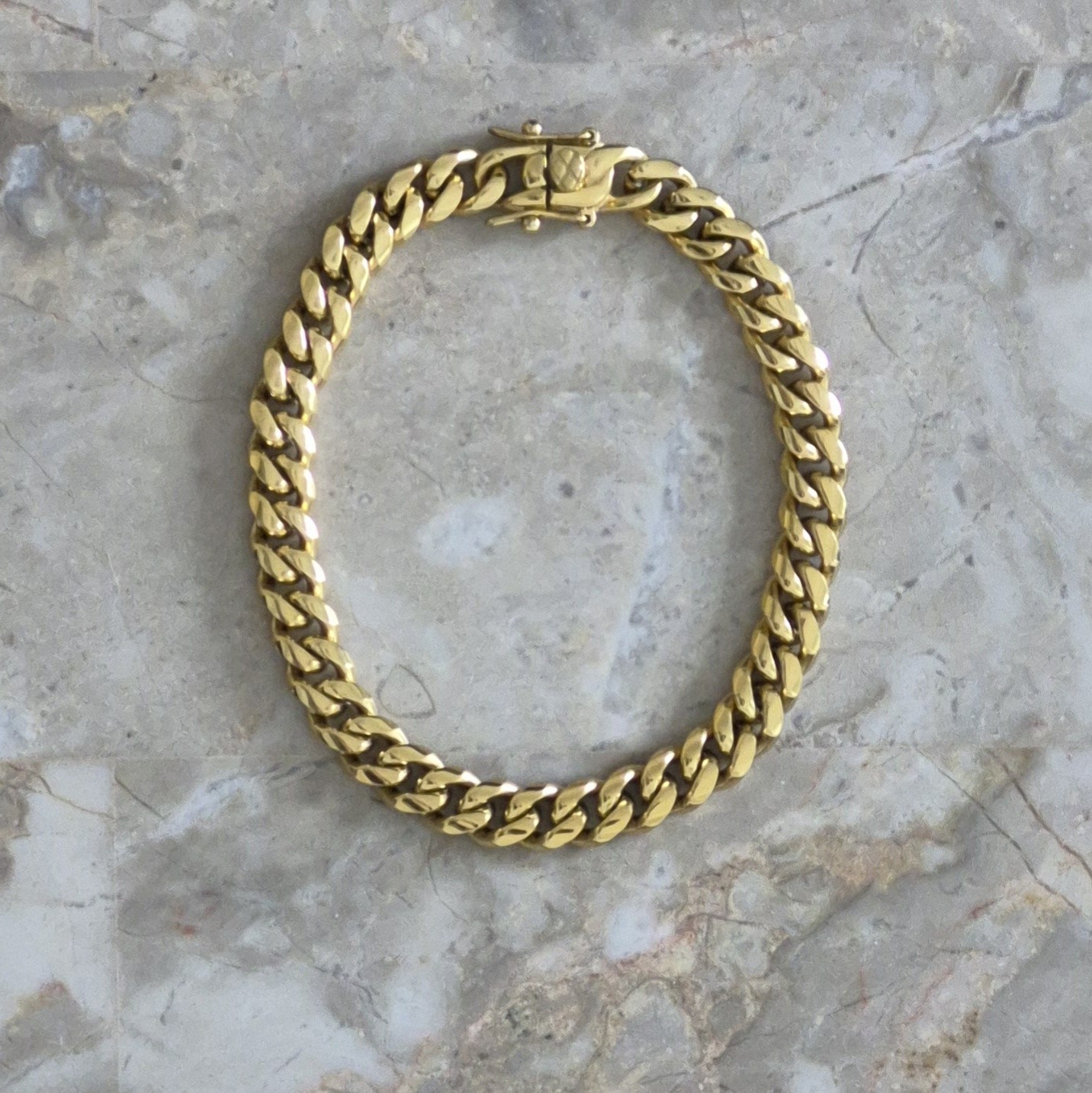 Cuban Link Chain Bracelet 8mm 8in 18K Gold Plated PVD 316 Stainless Steel