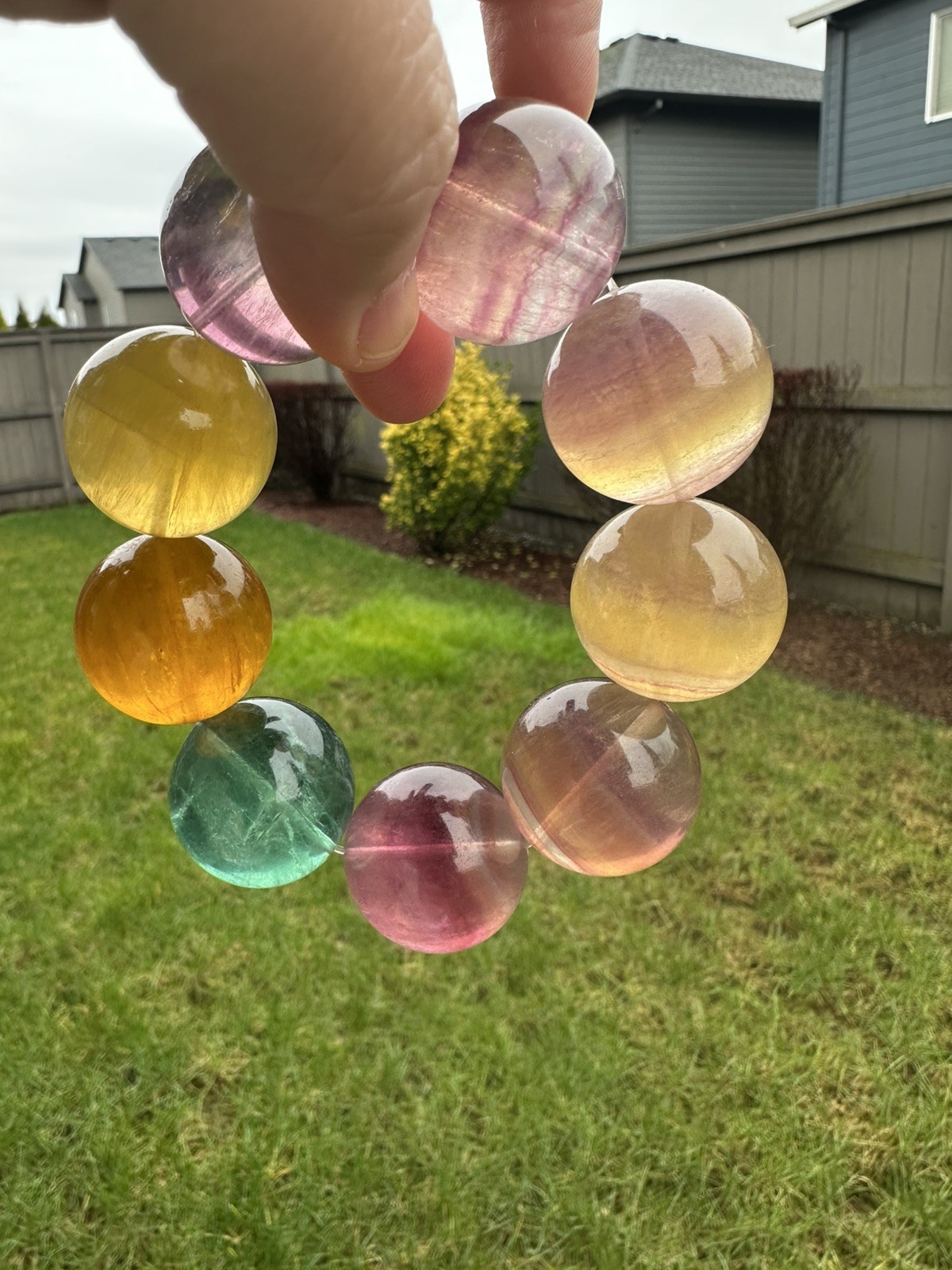 26mm High Quality Rainbow Fluorite Bracelet(price firm）