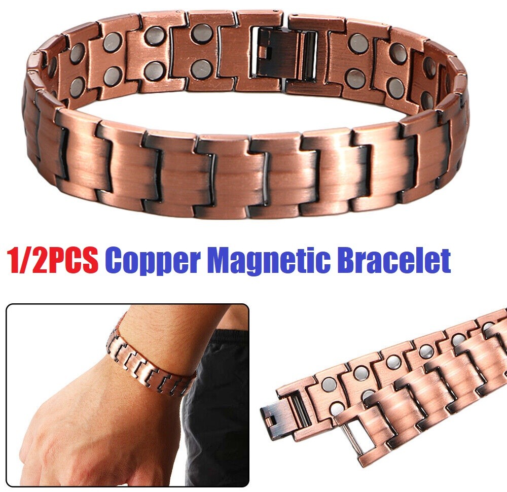 1/2Pack Pure Copper Magnetic Bracelet Arthritis Pain Therapy Energy Cuff Bangle