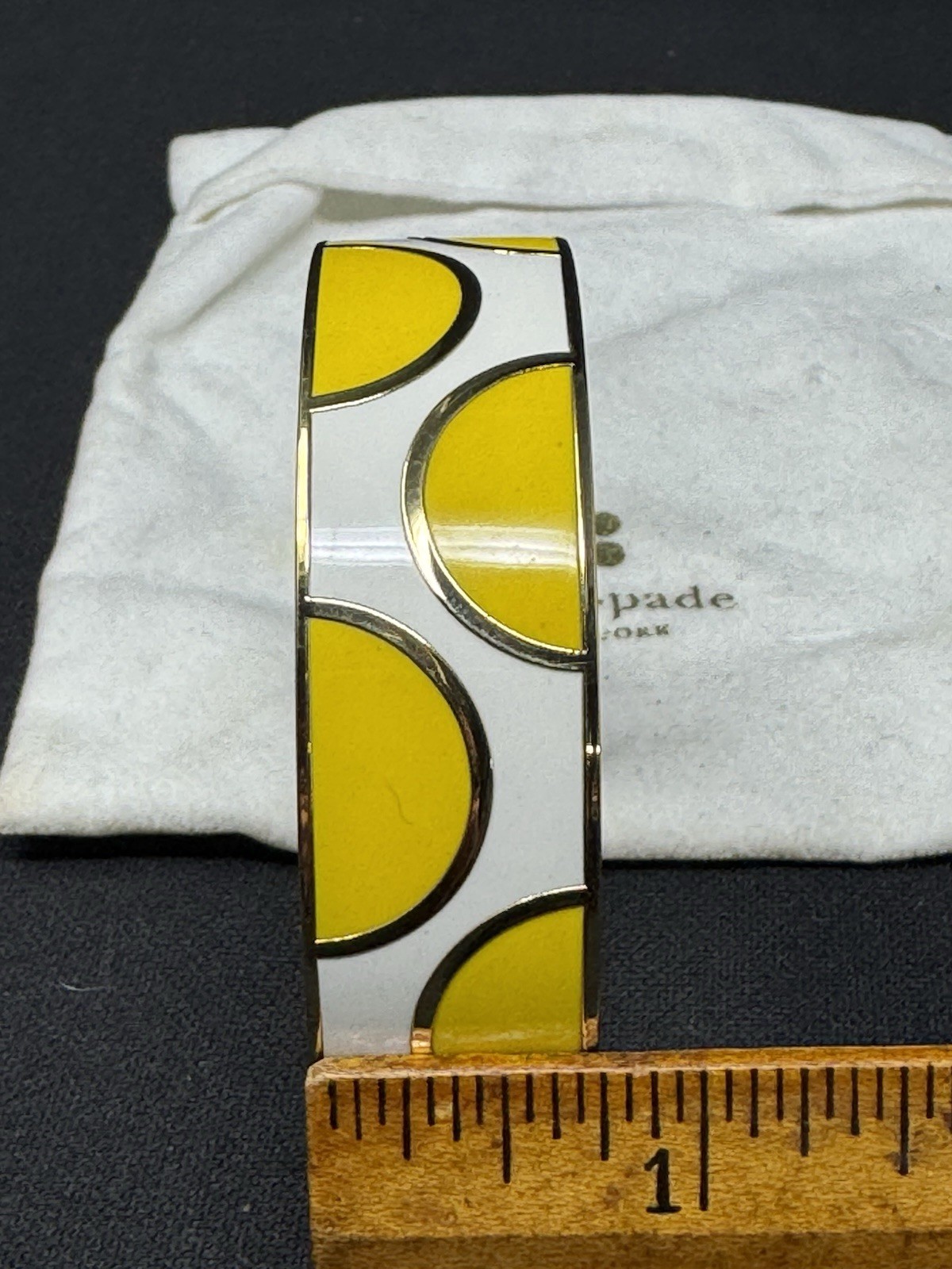 Kate Spade New York Yellow & White Enamel Dot Bangle Bracelet A Place In The Sun