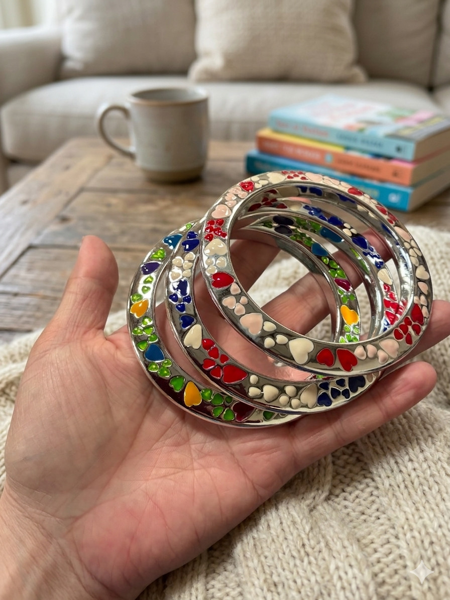 Wholesale Bangles Lot of 6 Resin Bangle Colorful Heart Stackable Free Ship