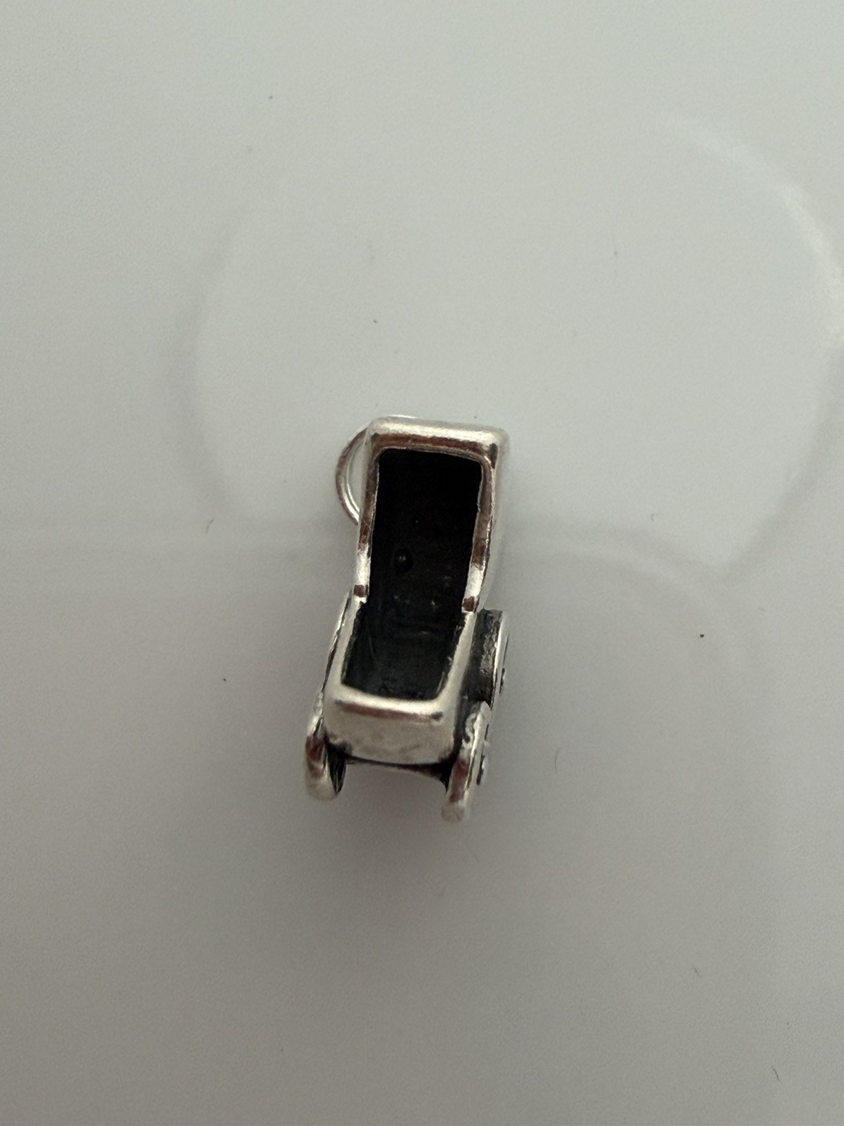 Sterling Silver Oxidized Small Baby Carriage Charm pendant 2.31 gms stamped 925