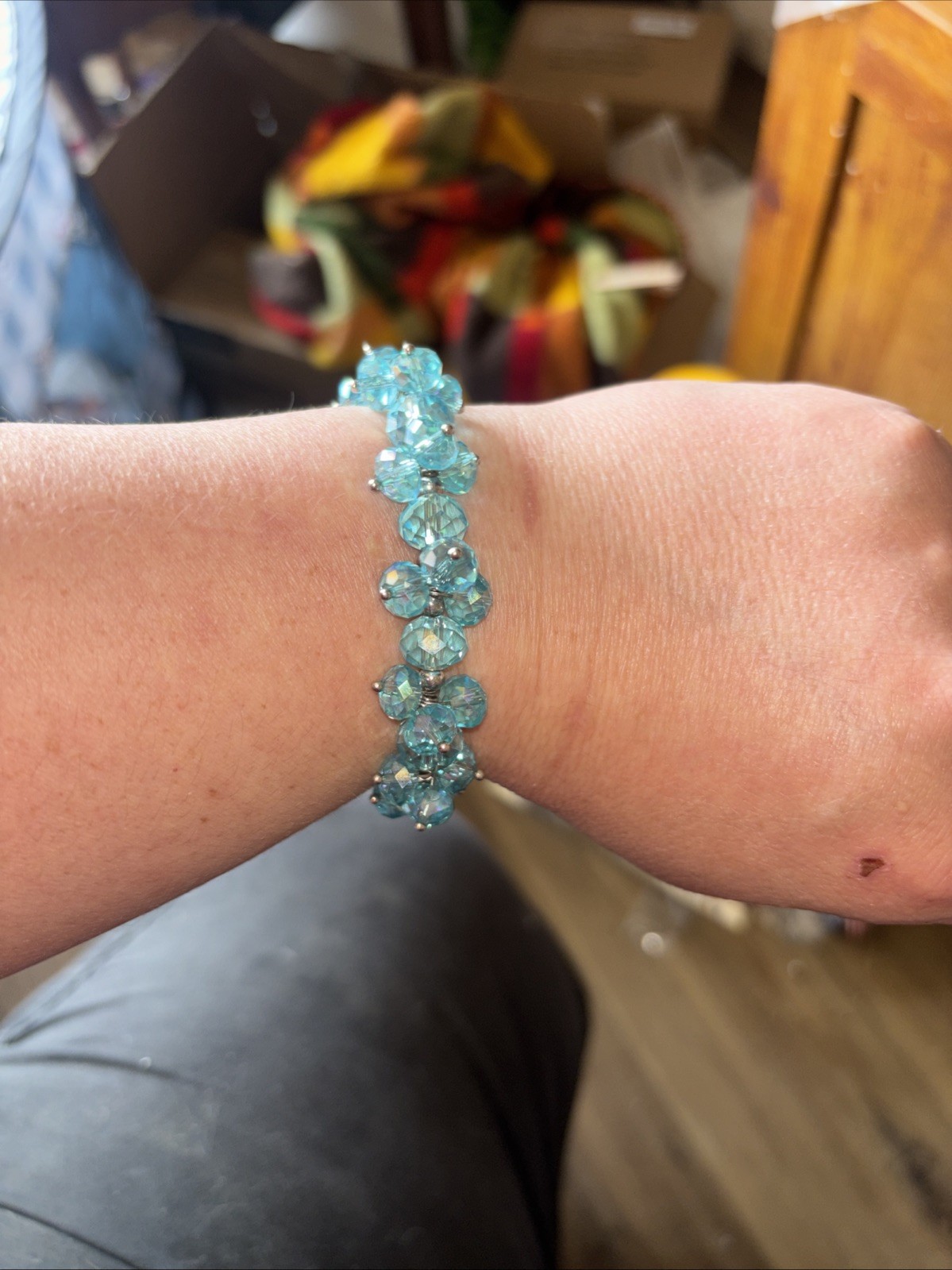 blue crystal cluster bracelet