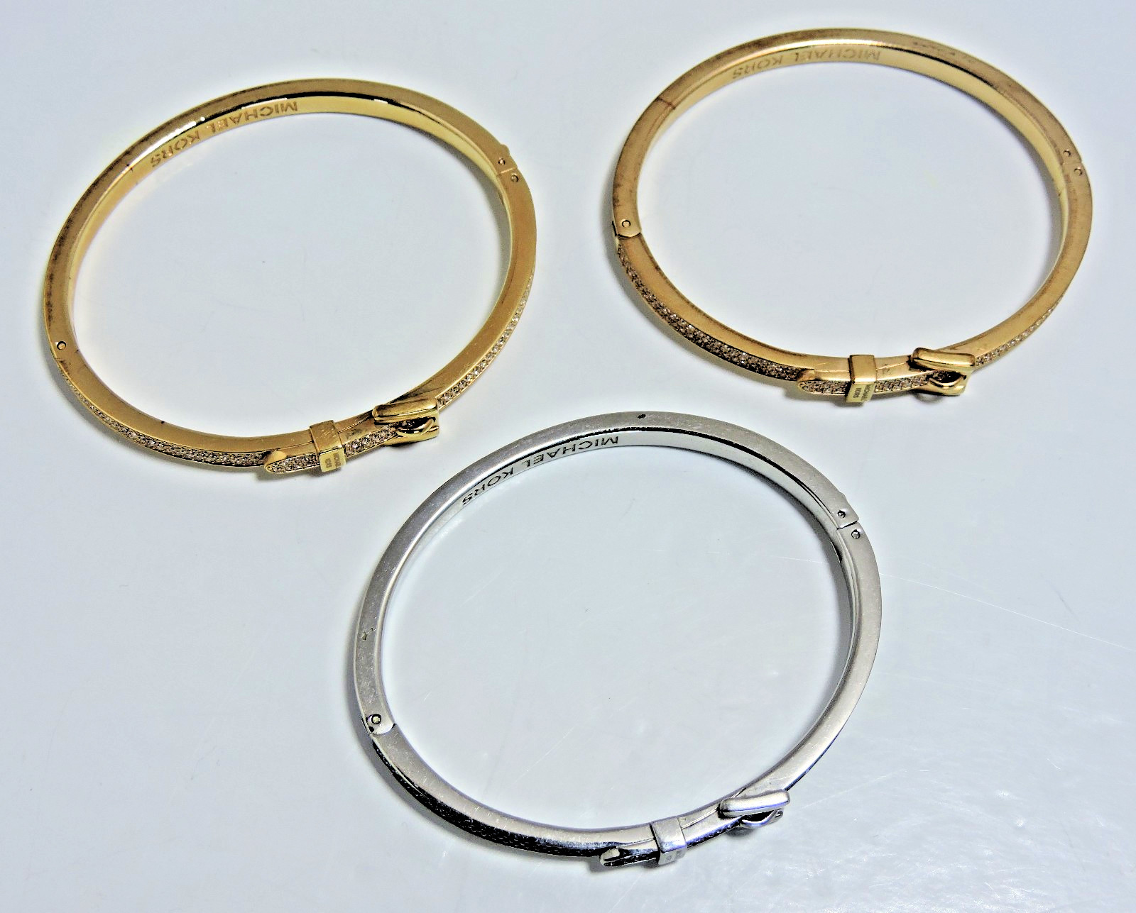 Michael Kors Buckle Pave Crystals Push Lock Closure Stackable Bracelet NWT