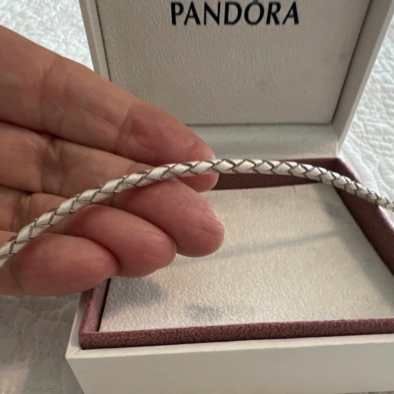 PANDORA Soft Cord pearl color Bracelet 8 in