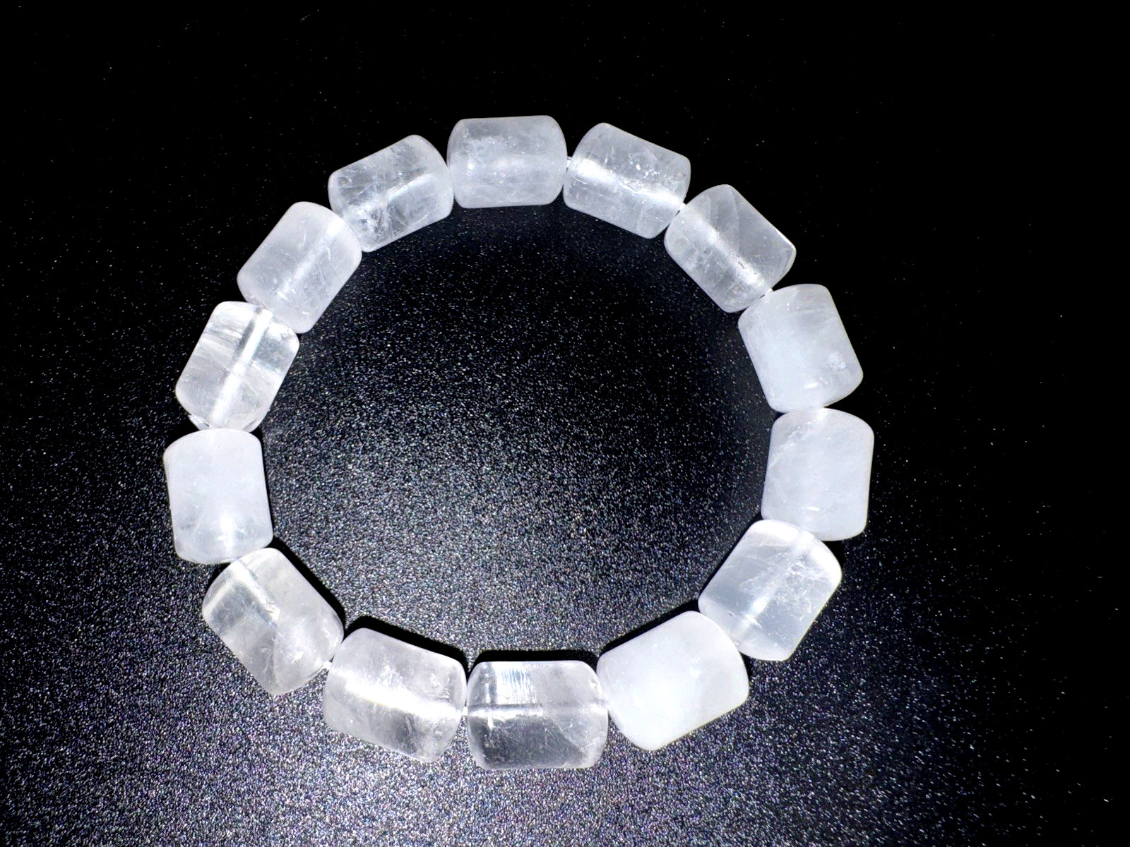 Clear & Misty Quartz Barrel Bead Bracelet Holistic Healing Amulet Jewelry