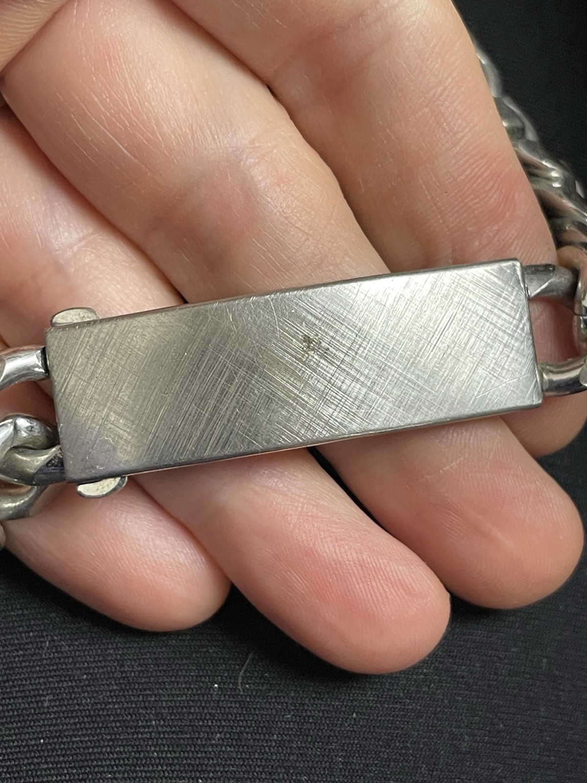 Vtg Speidel Silver-Tone Rhodium Electroplated ID Identity Link Bracelet Blank