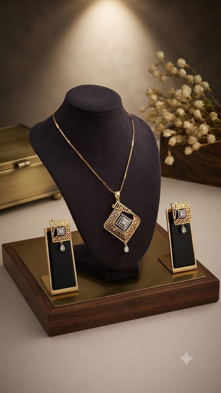 Indian Bollywood Necklace Earrings Jewelry Set Ethnic Bridal CZ AD Women Gift