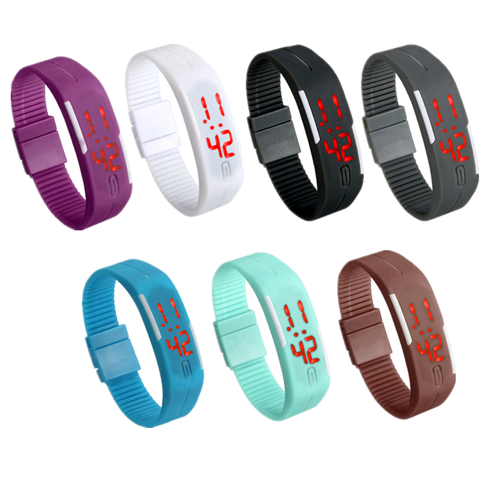 Mens Womens Teens Digital Silicone Rubber LED Watch Sports Bracelet Wrist Watch