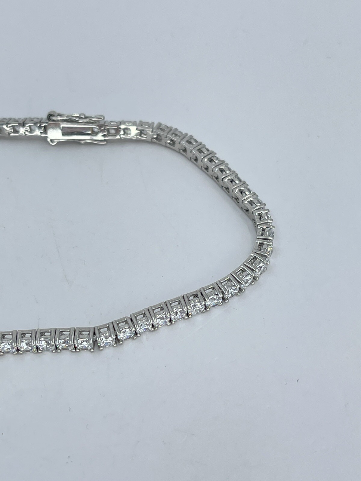 Tennis Bracelet 3mm Cubic Zirconia CZ white colorless silver tone 9″