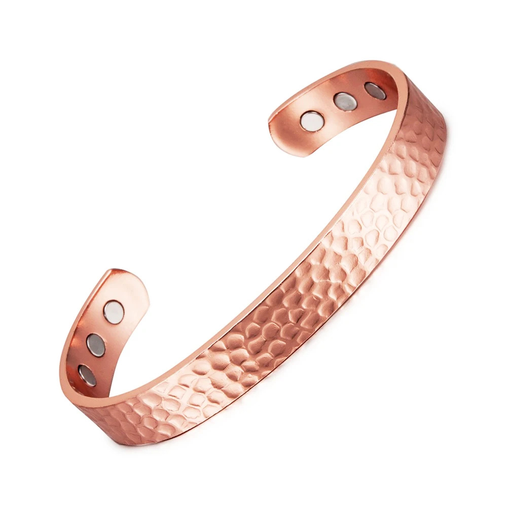 Vintage 99.9% Pure Copper Bracelets for Women Men Rose Color Cuff Bangles Charms