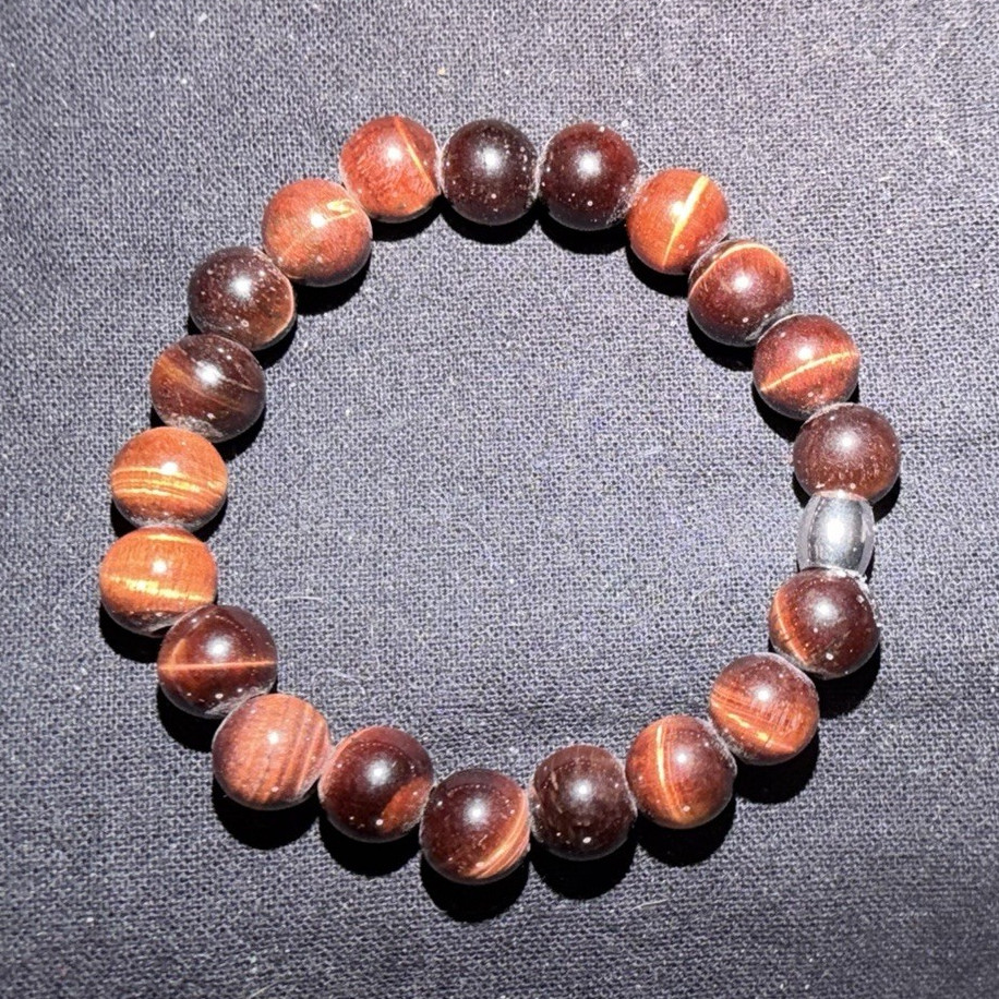 Pink Rhodnite Round Stone Beaded Stretch Bracelet