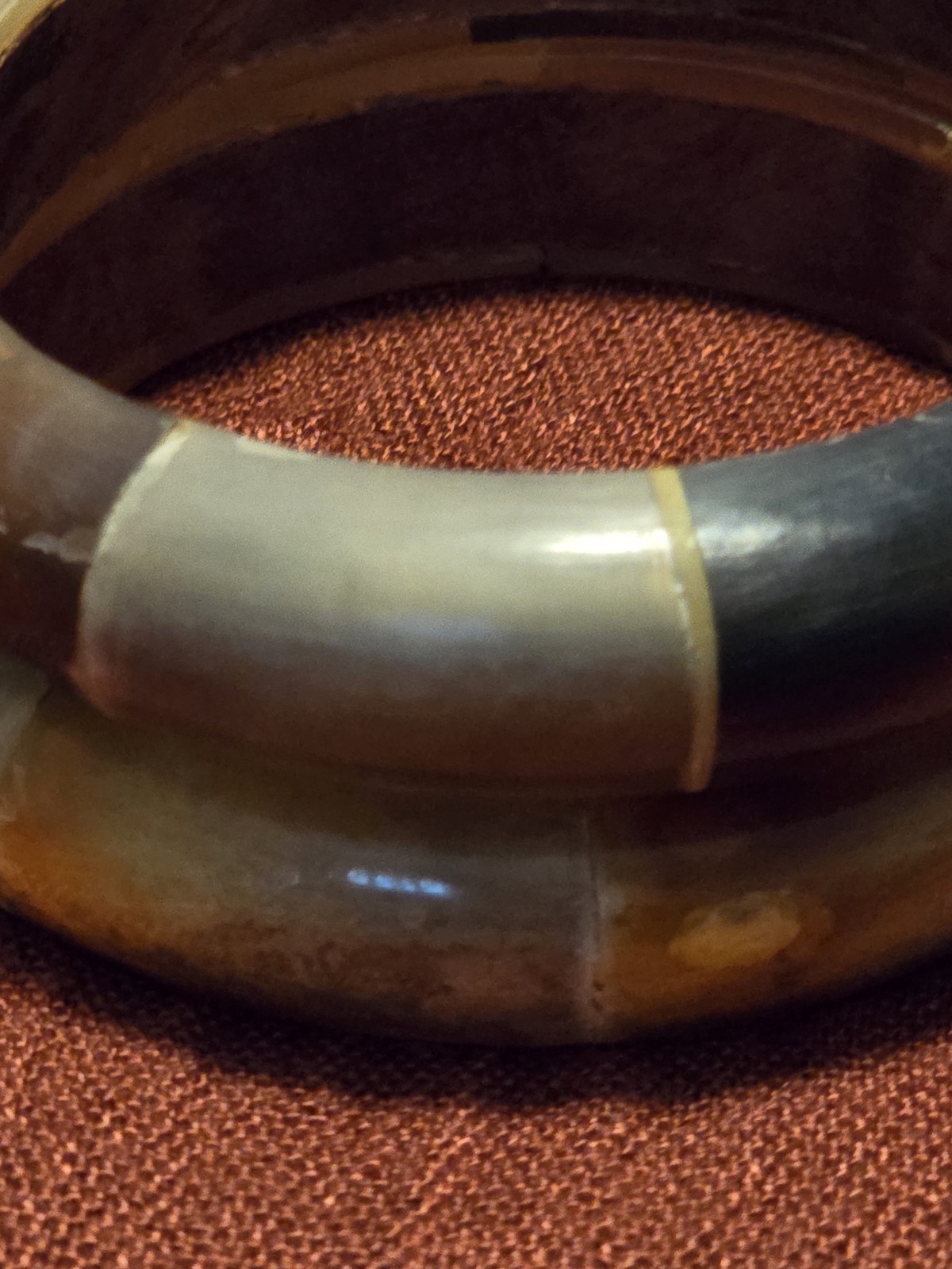 Multicolor Horn Round Bangle Bracelet Lot of 2 Brown Black No Stone No Metal