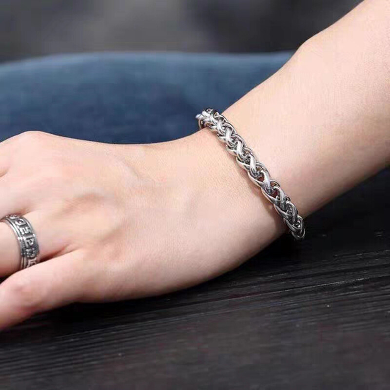 2.5-8mm Man Woman 316L Stainless Steel Wheat Braided Bracelet Bangle 7.5-9.8”