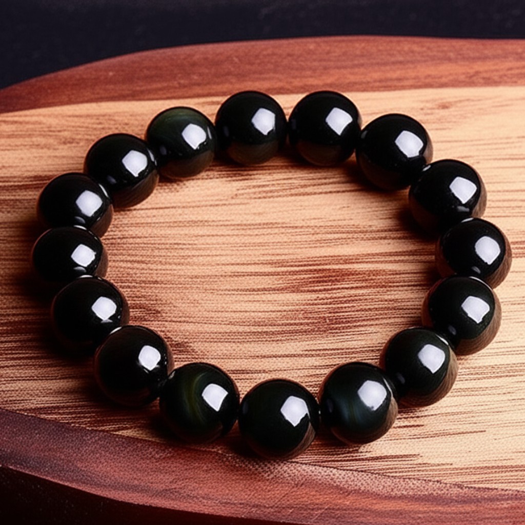 Natural Rainbow Obsidian 12mm Beads Gemstone Healing Stretch Bracelet Handmade