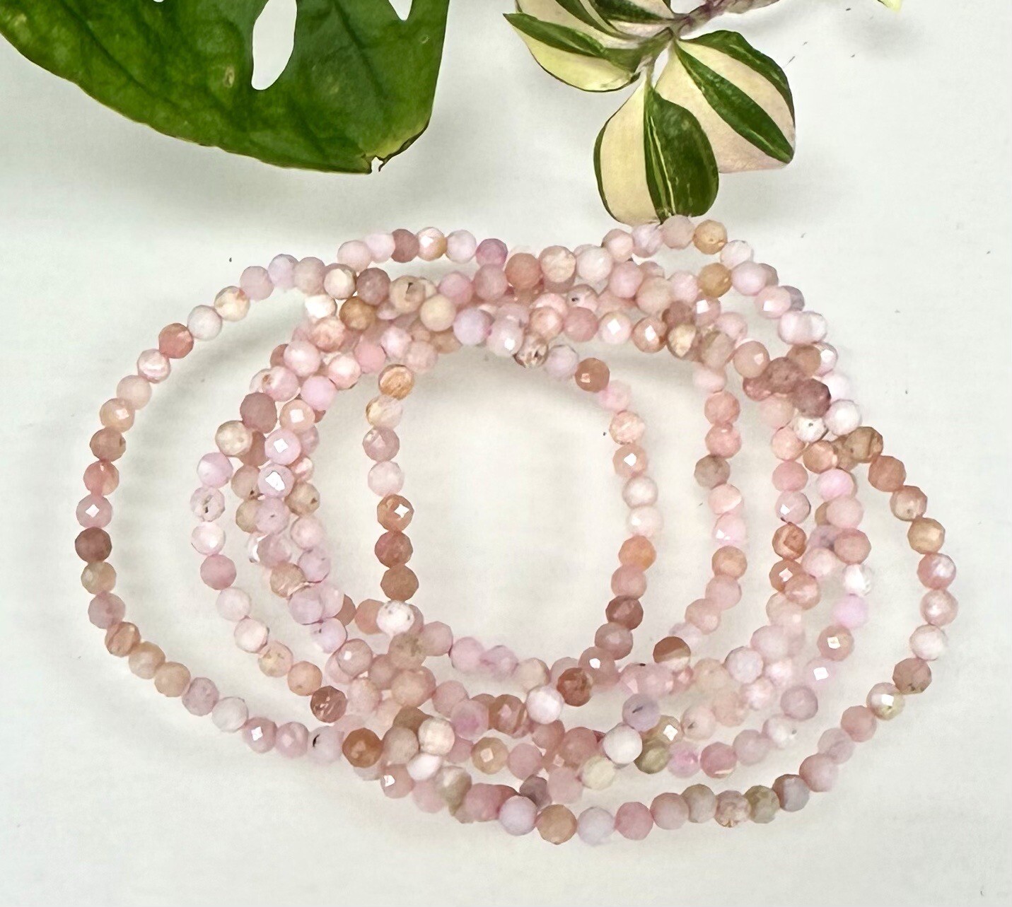 Wholesale 6 Pcs Natural Pink Opal 4mm Faceted 7.5” Stretch Bracelet
