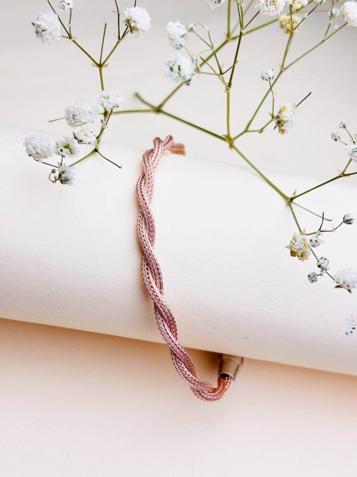 925 Silver Rose Gold Mesh Bracelet Magnetic Clasp Braided Bracelet for Women