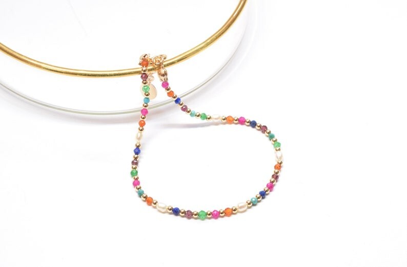 2-3MM Natural Multi Mix Faceted Round Gemstone Gold Filled Beads Bracelets 6-8”
