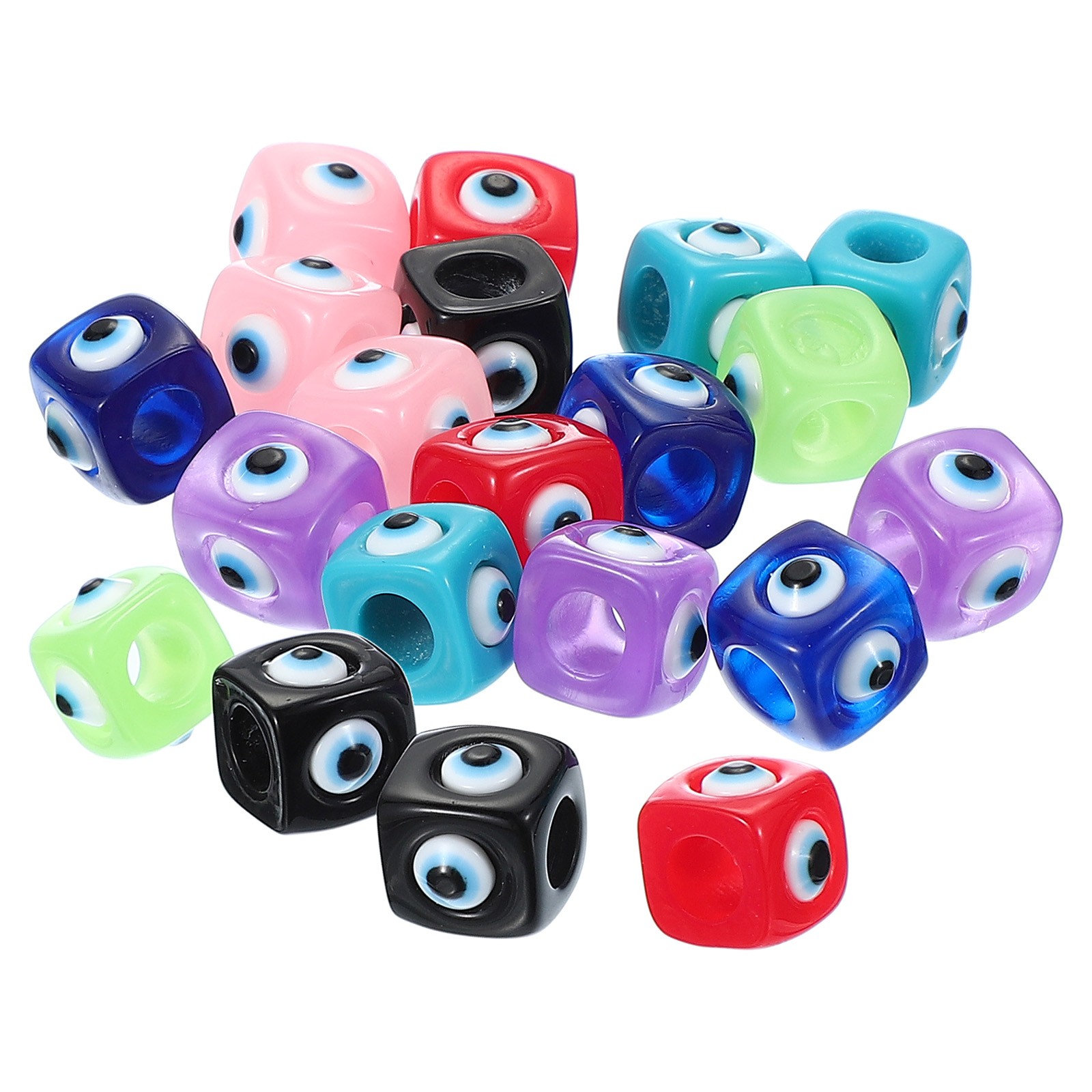 12mm Evil Eye Beads, 20 Pcs Large Hole Turkish Evil Eye Charm, Multicolor