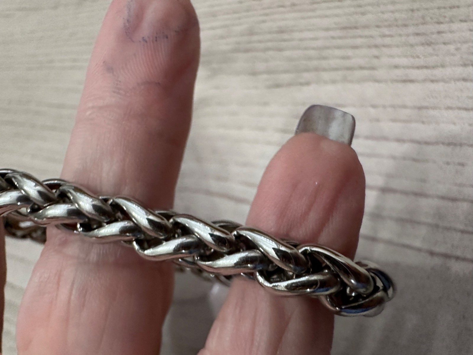 Rustic Cuff Silvertone Link Chain Bracelet Grace Charm