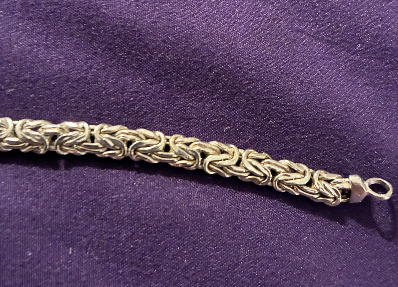Sterling Silver Byzantine Chain Bracelet, Lobster Clasp, 8 in, Metal, No Stone