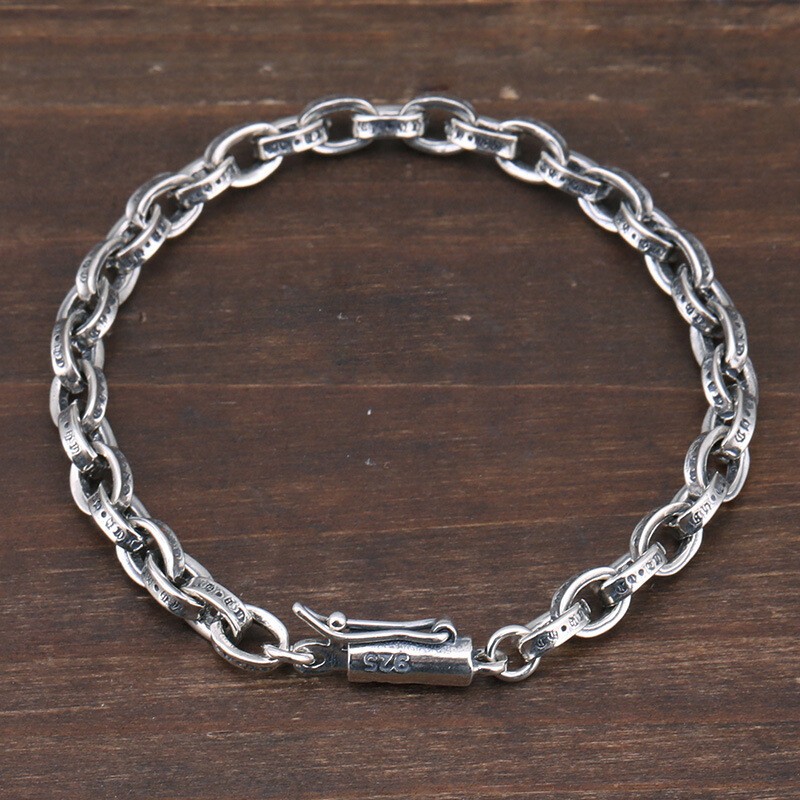 Punk Gothic S925 Sterling Silver Bracelet for Men Women Couple Free Shipping
