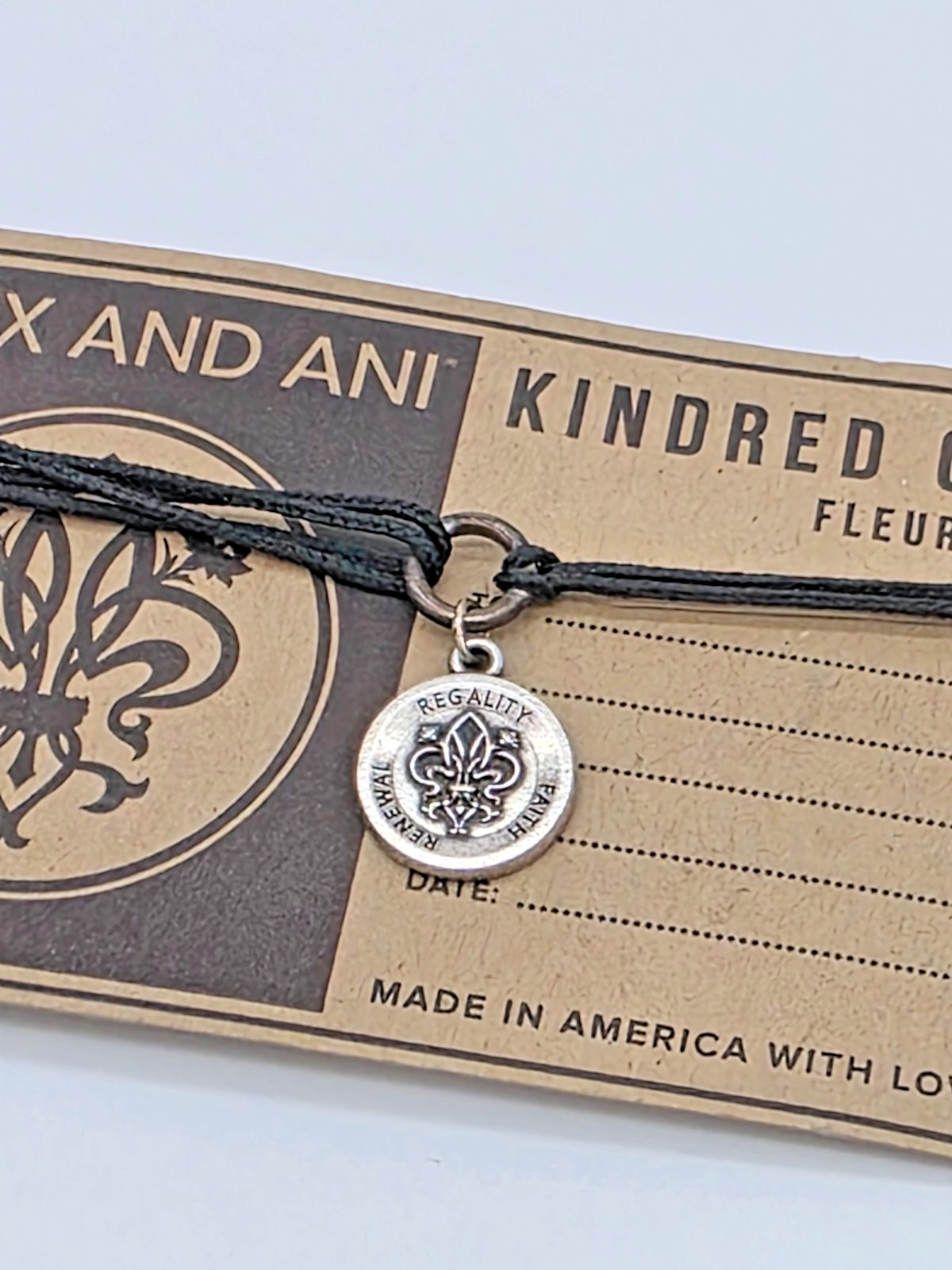 Alex and Ani Fleur de Lis Kindred Cord Rafaelian Silver Pull‑Tie Bracelet NWT
