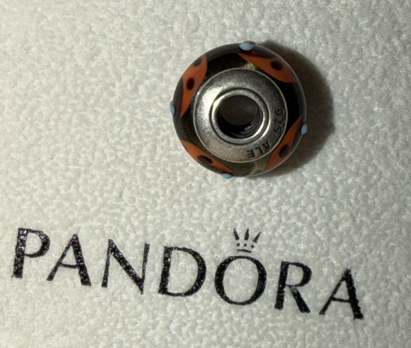 PANDORA Retired Sterling Silver Murano Glass Red Ladybugs Bead – 790651