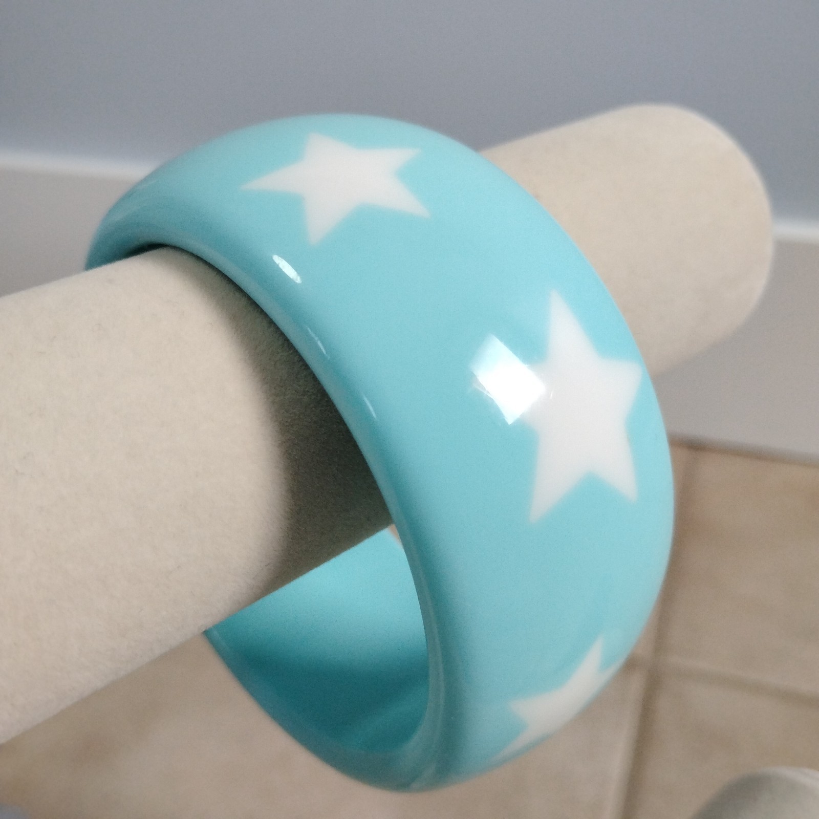 Big Chunky Blue Star Bangle Bracelet New Sz 8.5 Heavyweight Large Oversized