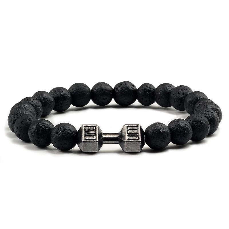 Volcanic Stone Beads Bracelet white Charm Bracelet Women Barbell Stran