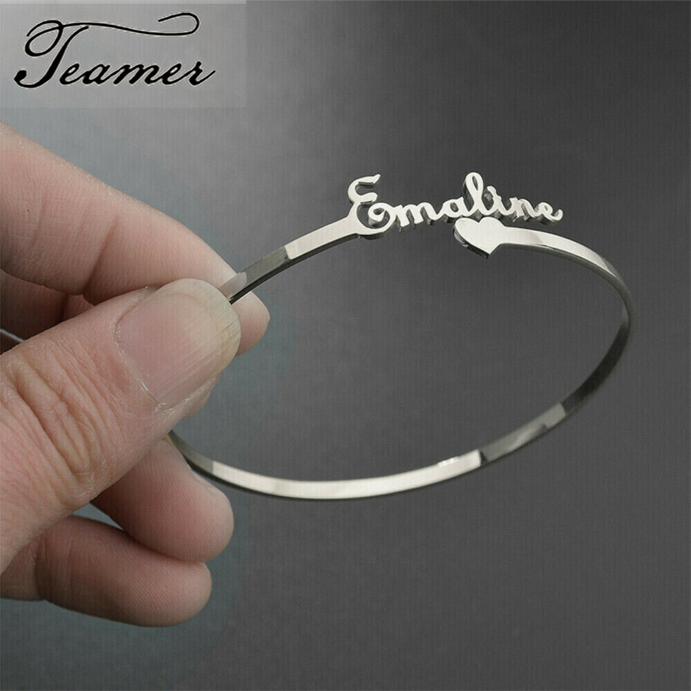 Personalized Custom Name Bracelet Adjustable Women Gift Jewelry Stainless Steel