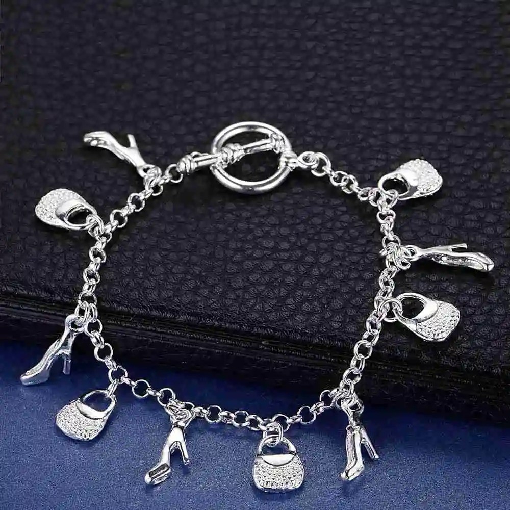 925 Sterling Silver Bracelet Bead Chain Women Wedding Engagement Gift