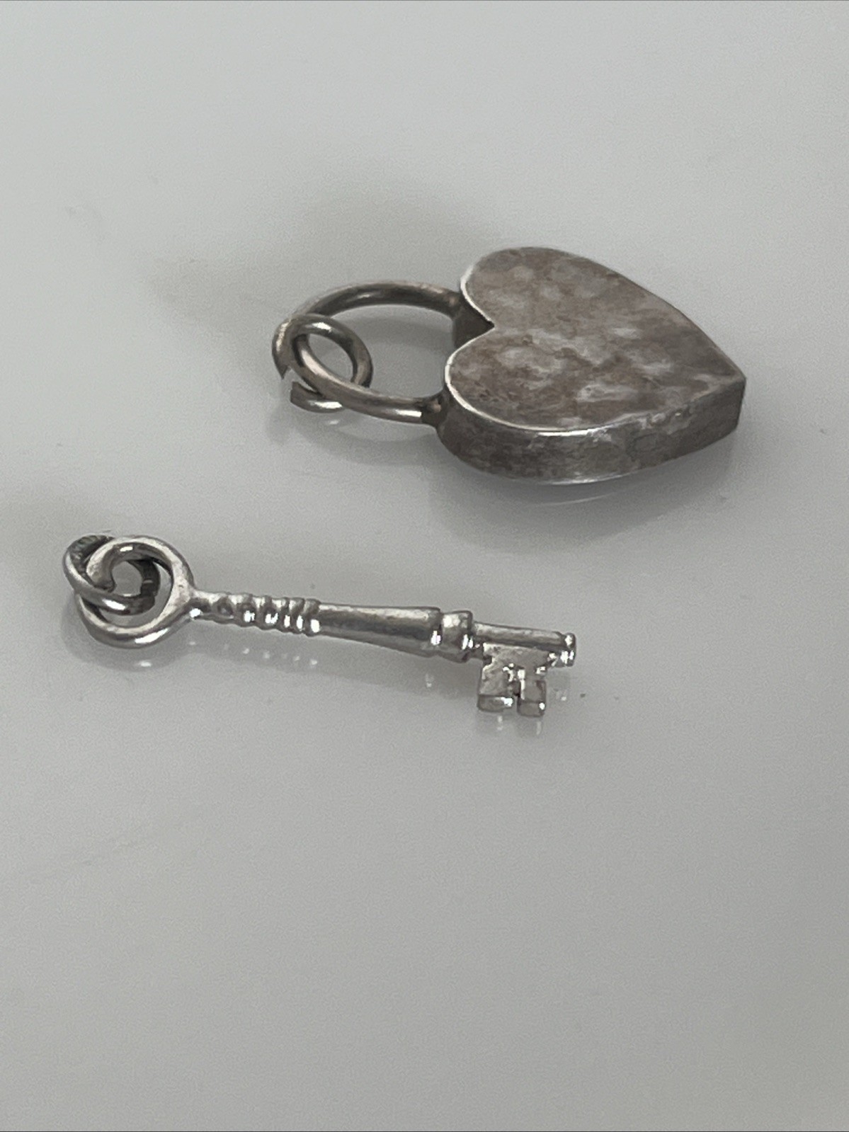 STERLING SILVER HEART AND KEY BRACELET CHARM 23x16mm 23mm Key 3B