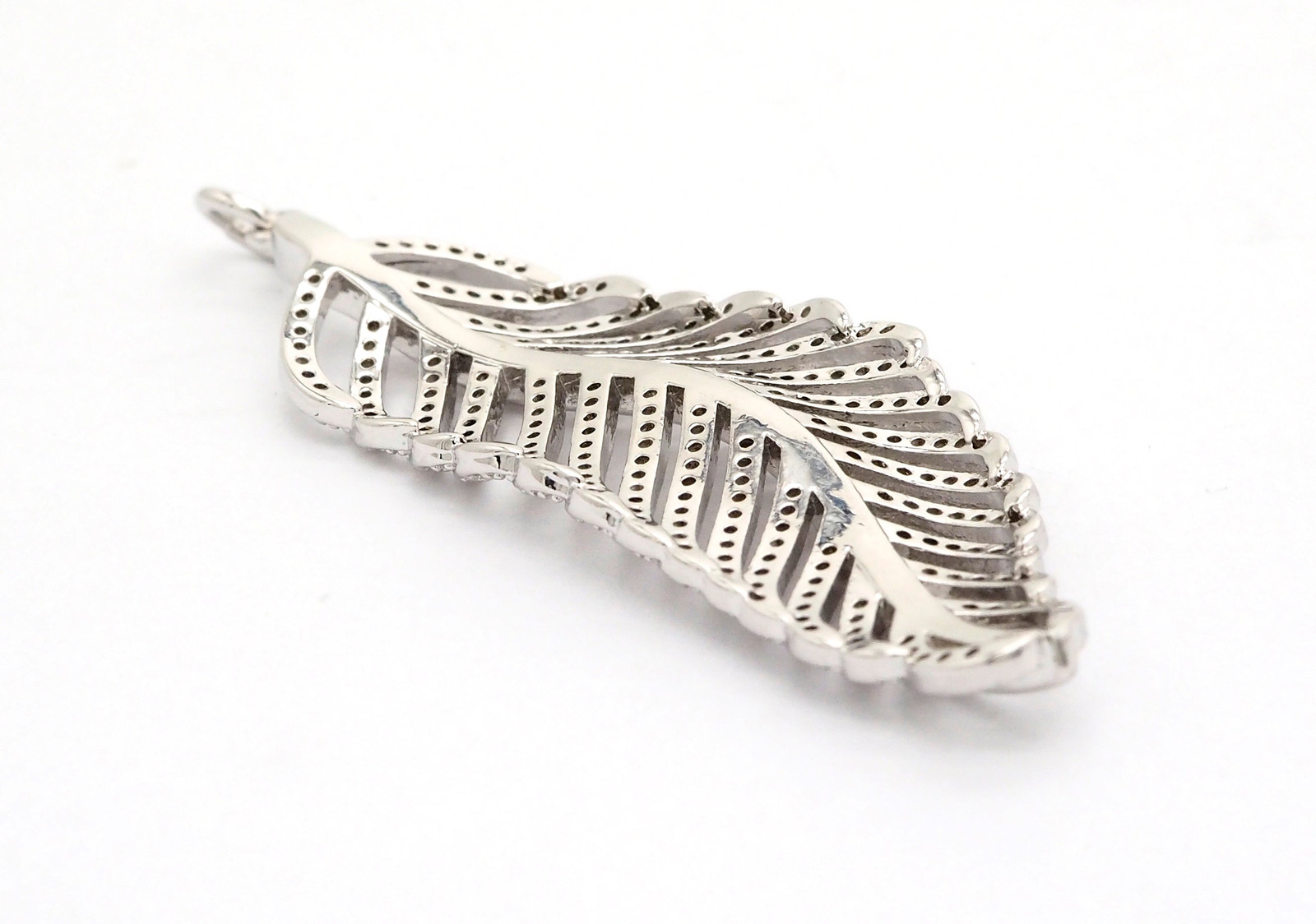 56mm Large CZ Micro Pave Leaf Pendant with Jump Ring, Gold/Silver/Black/Rose