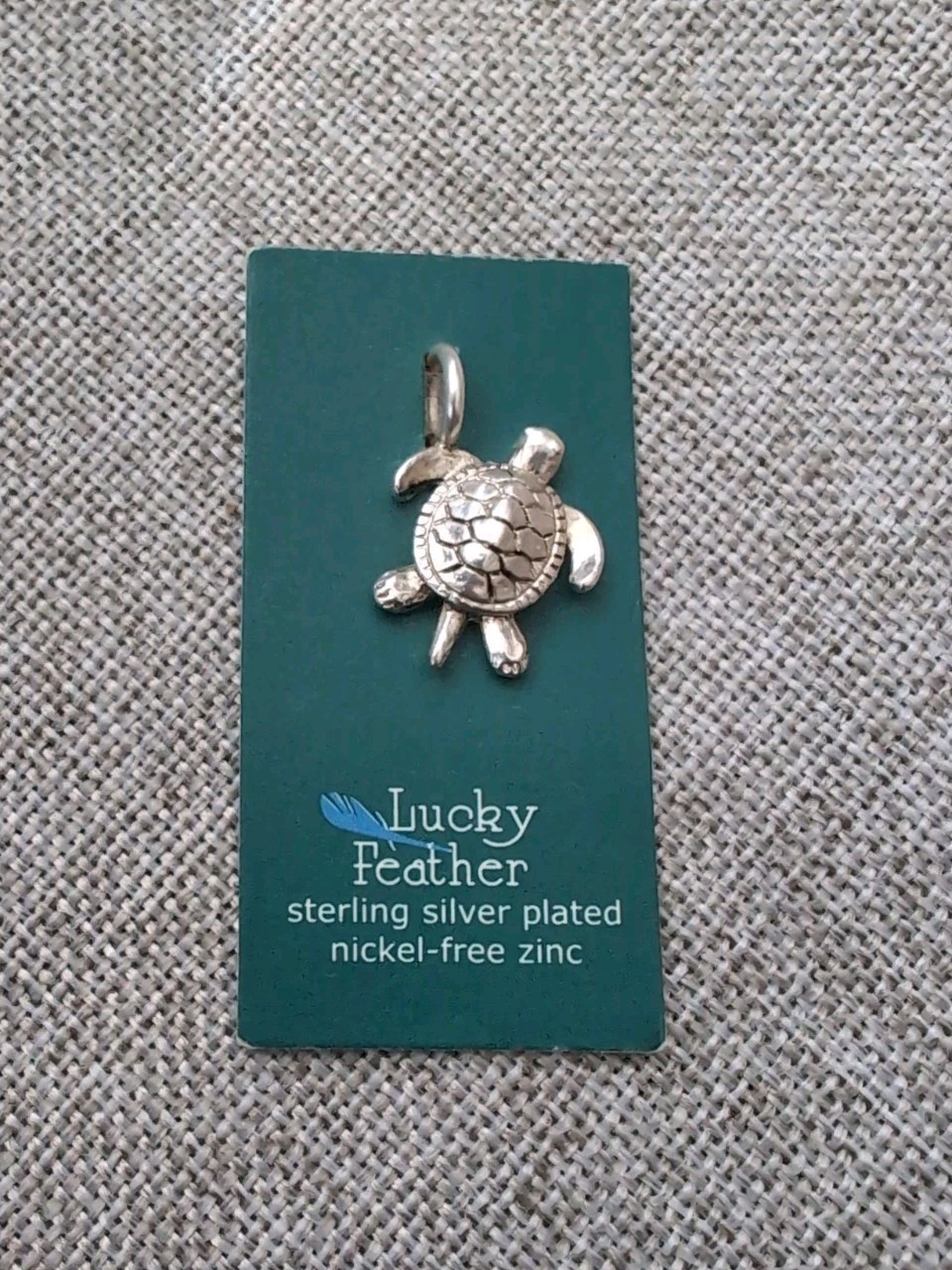 Lucky FeatherSterling Silver Plated Nickel-Free Zinc Heart Turtle Charm New NWT