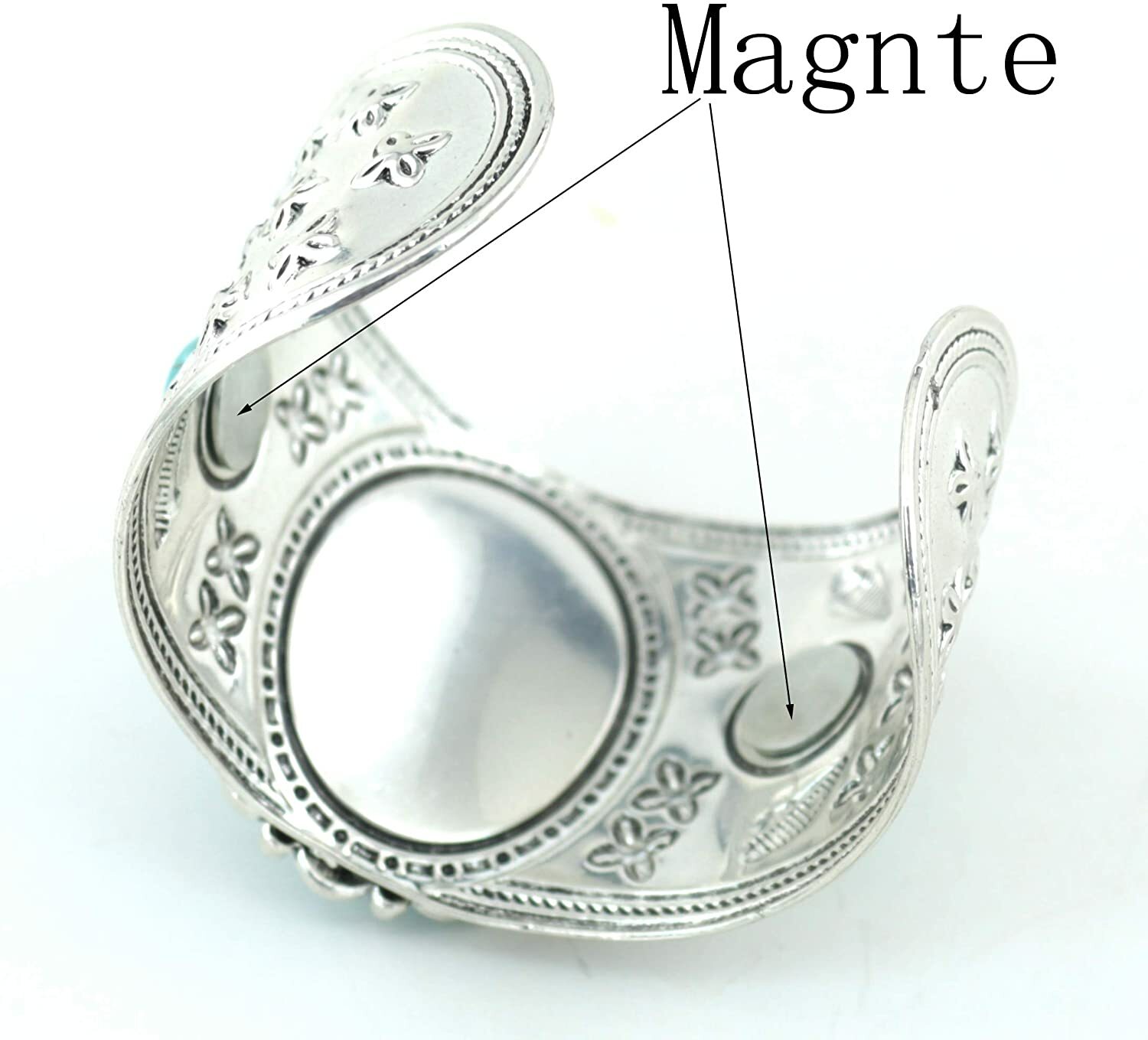 jianxi Women’s Antique Rgentium Plated Base Heart Compressed Turquoise Bracelet