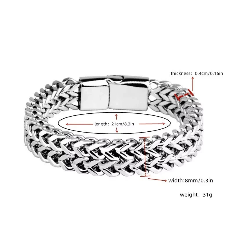 1pc -Stainless Steel Braided Men’s Bracelet Cuban Link Chain for Men and Women