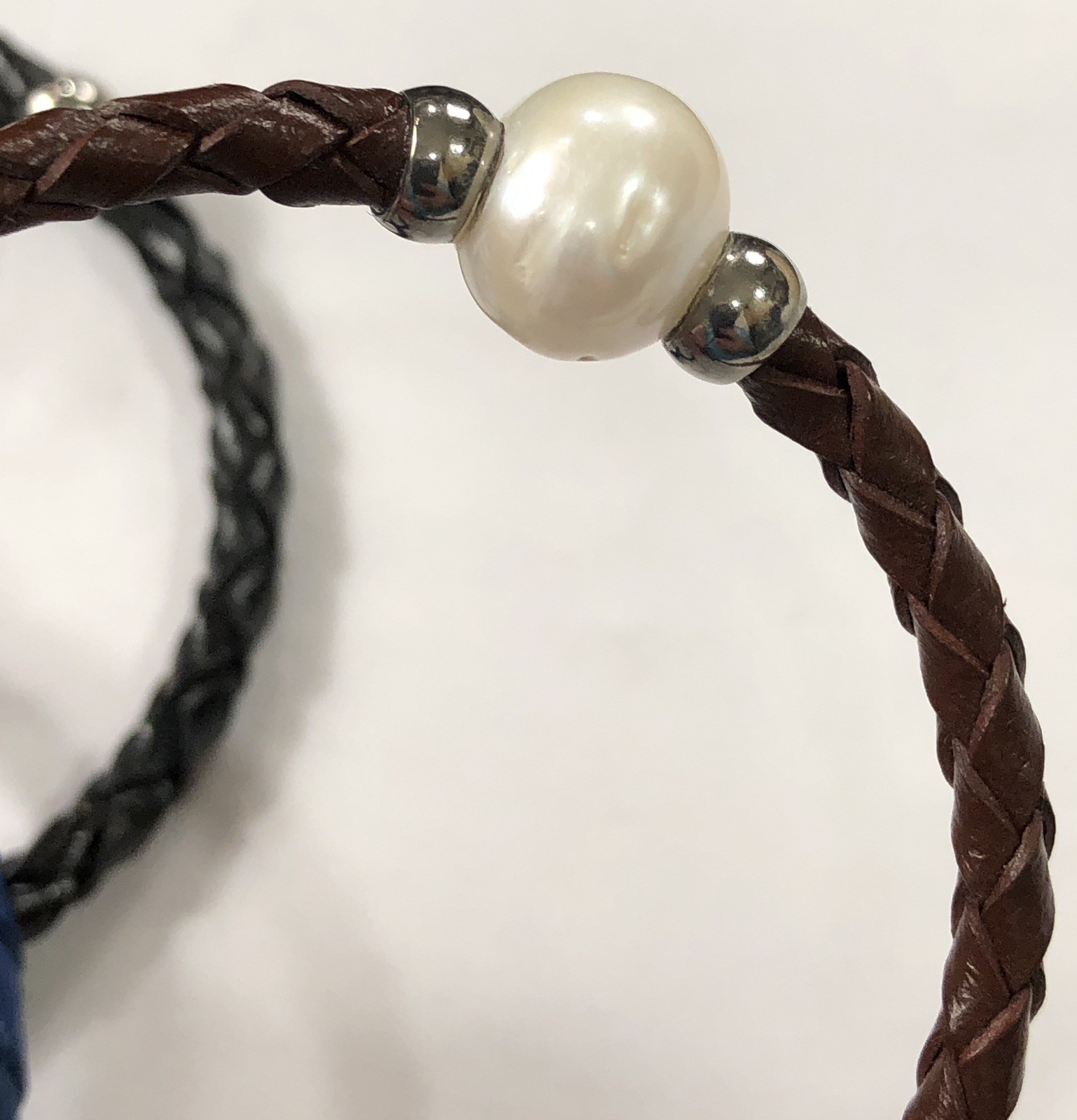 Braided Bracelet Faux Leather Wrap Multicolor Pearl Adjustable – Lot of 8
