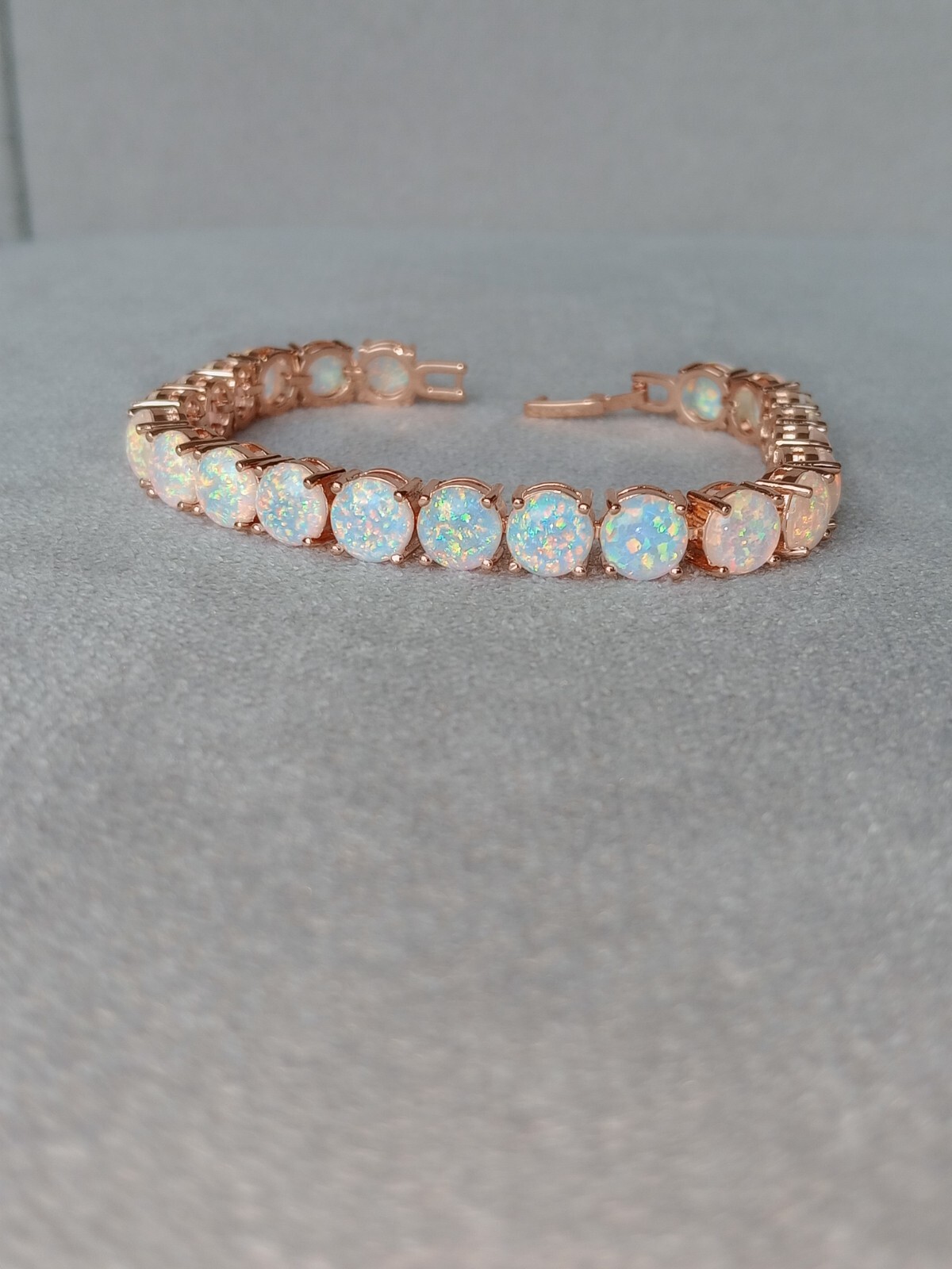 Gold Blue Opal Tennis Bracelet | Opal Bracelet | Opal | October Birthstone