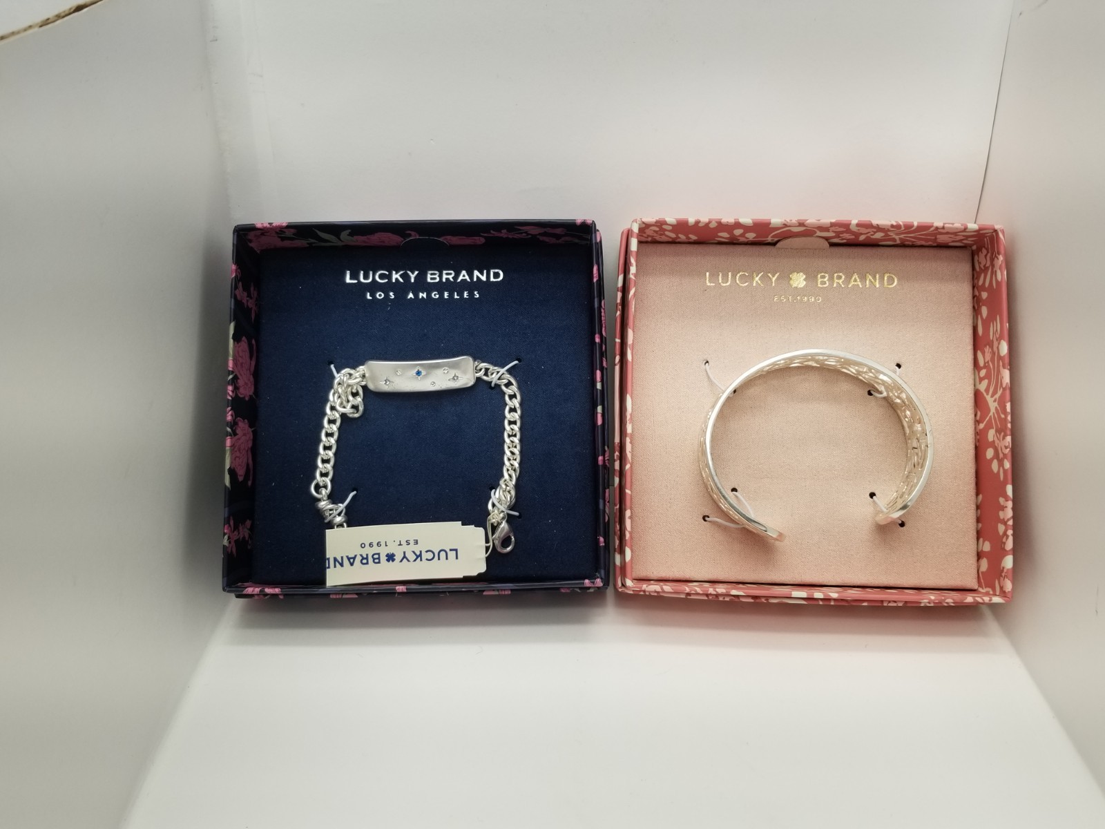 New Box Lucky Brand Stars Constellation Bracelet Silver Tn Charm Clasp Jewelry