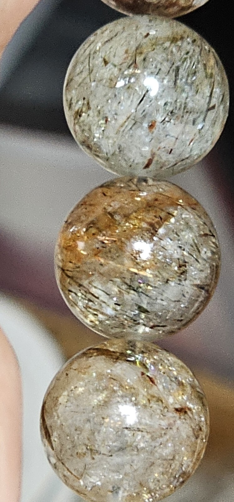 Natural Black And Gold Rutilated Quartz 15mm Bracelet