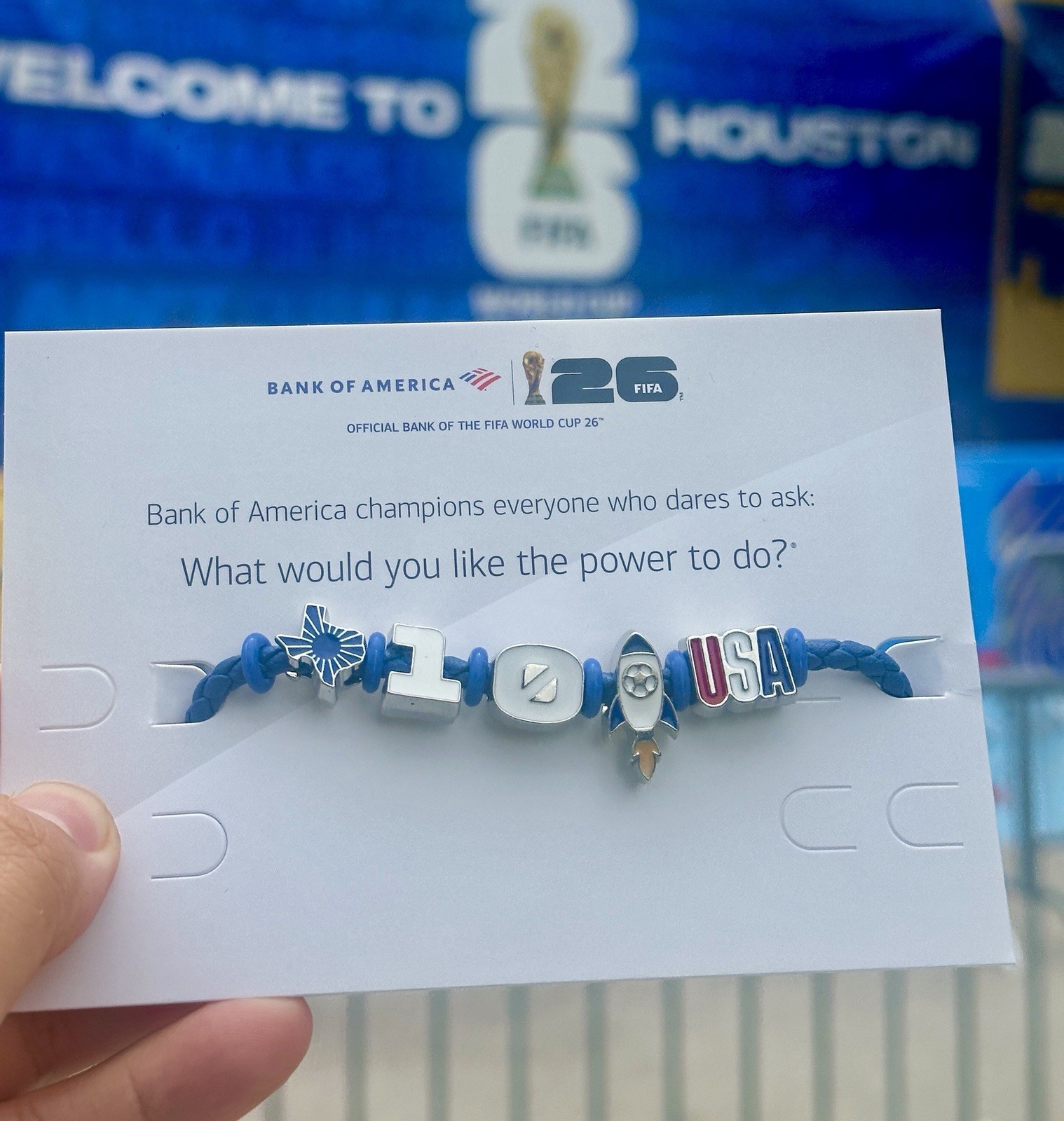 Bank of America FIFA World Cup 26 USA Blue Cord Charm Bracelet Enamel Metal