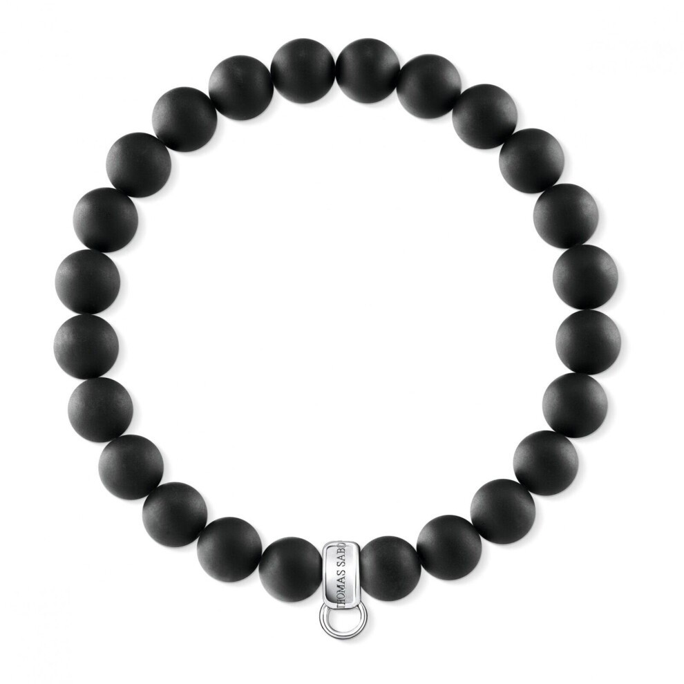 Genuine THOMAS SABO Matt Obsidian & Sterling Silver Charm Bracelet X0219-023-11