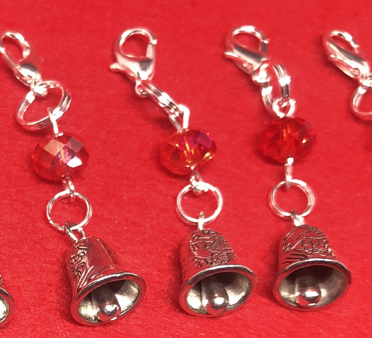 Christmas Clip On Charms∞Bells∞Two Styles∞Single~Pack of 5 or Double~Pack of 4