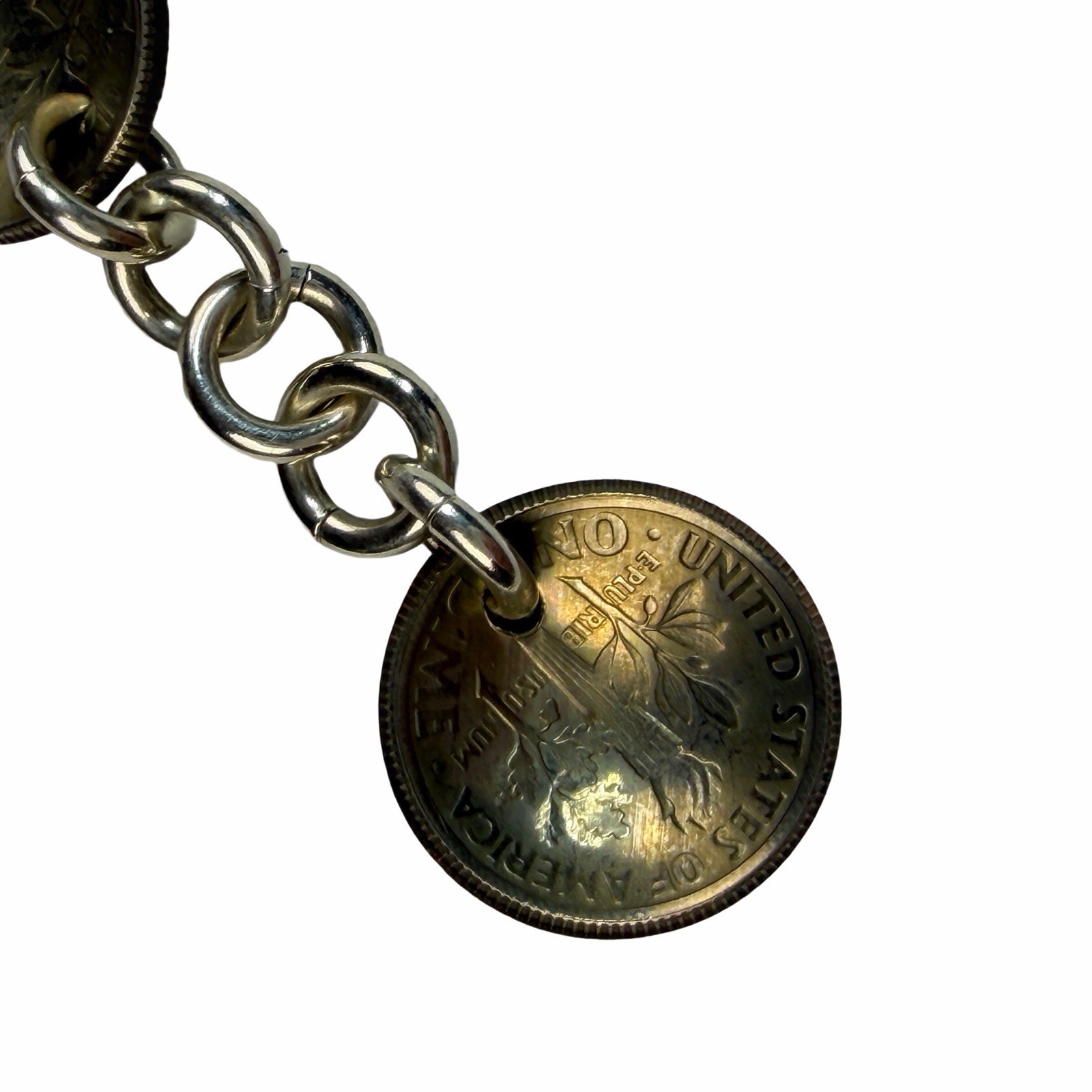 Vintage 1968 DIME US COIN BRACELET 8″