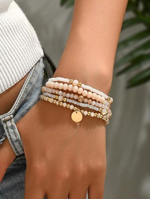 Elastic Boho Beaded Bracelet for Women Stackable Stretch Bracelet Jewelry Gift