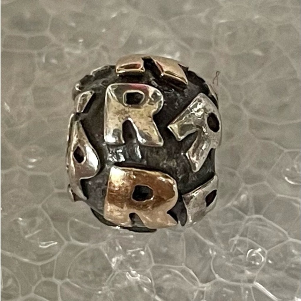 Authentic Pandora Sterling Silver 925 & 14k Gold Alphabet Letter “R” Charm
