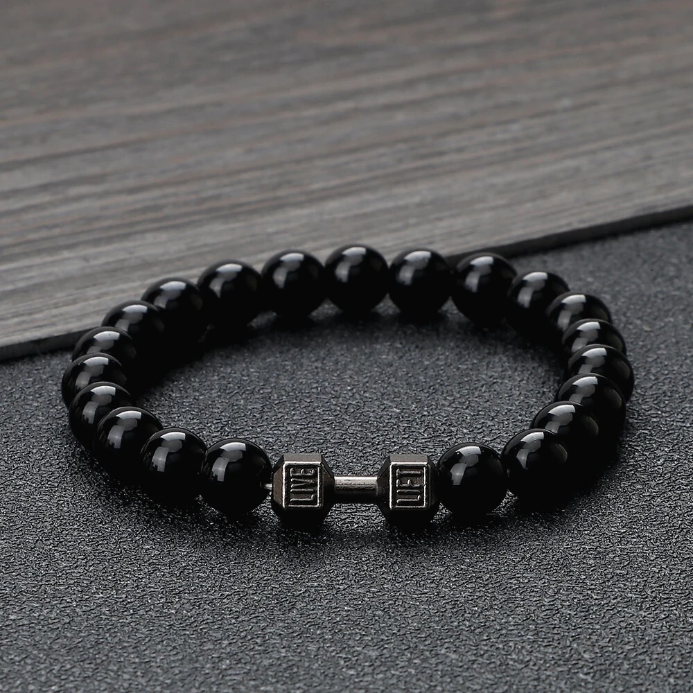 Volcanic Stone Beads Bracelet white Charm Bracelet Women Barbell Stran